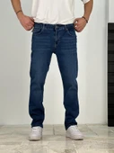 Premium Kalite Regular Kalıp Lacivert Likralı Kot Pantolon - 2