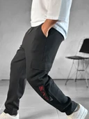 Kargo Cepli Chinese Detaylı Siyah Baggy Pantolon - 3