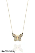 Renkli Kelebek Çok Şık Günlük Kullanım 14 Ayar Altın Kolye thumbnail 2