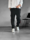 Kargo Cepli Chinese Detaylı Siyah Baggy Pantolon - 1