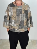 Yama Desenli Fakir Kol T-Shirt - 1