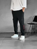 Kargo Cepli Chinese Detaylı Siyah Baggy Pantolon - 4