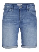 JACK JONES Erkek Likralı Kot Şort 12269608 - 6