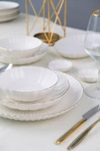 Kütahya Porselen Bone Luz Form Yemek Takımı Altın 32 Parça 6 Kişilik - 4