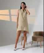 Düğme Detaylı Mini Elbise - 1