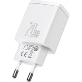 Baseus Compact 20W USB + Type-C Çıkışlı Qc3.0 Hızlı Şarj Başlığı Şarj Aleti Beyaz - 4