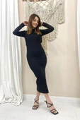 Siyah Sırt Dekolteli Elbise - 1