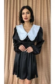 Siyah Bebe Yakalı Elbise - 3
