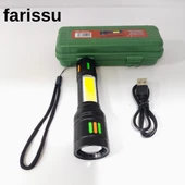 15 Watt Zoomlu Şarjlı El Feneri - Güçlü LED Işıklı, Taşınabilir ve Metal Dayanıklı - 1