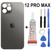 İphone 12 Pro Max Arka Batarya Pil Kapağı +Yapıştırıcı +Tamir Set - 1