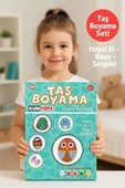 Taş Boyama Seti- Doğal Taşlar-Akrilik Boya-Fırça-Ahşap Hepsi Bir Arada Muhteşem Set - 1