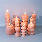 Epoksi Silikon Düz Dik Çizgili Ve Boğumlu Sütun Taş Tozu Ev Dekorasyonu Mum Kalıbı - 2