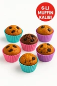 Pratik Silikon Muffin Kalıbı - 6’lı Set - 1