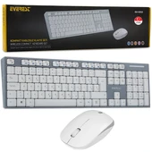 EVEREST KM-6063 BEYAZ/GRİ KABLOSUZ Q MULTIMEDYA KLAVYE+MOUSE SET (4401) - 1