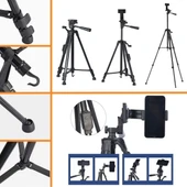 Telefon ve Fotoğraf Makinası Takılabilen Bluetooth Kumandalı 146 cm Tripod (4401) - 2