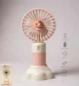 Handheld USB Şarjlı El Fanı I Mini Masa Fanı I Telefon Standlı I Vantilatör I Taşınabilir Fan Pembe - 1