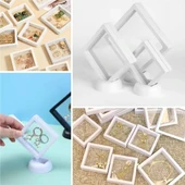 11x11cm Standlı 3D Takı Ziynet Hatıra Koleksiyon Saklama Kutusu Şeffaf Film Çerçevesi (4401) - 3