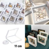 11x11cm Standlı 3D Takı Ziynet Hatıra Koleksiyon Saklama Kutusu Şeffaf Film Çerçevesi (4401) - 4