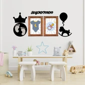 DECO103 Supermen Dekoratif Duvar Süsü Tablo Aksesuar Ahşap Tasarım Hediye Pano Sticker Seti (4401) - 2