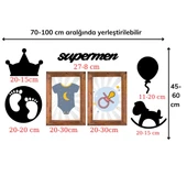 DECO103 Supermen Dekoratif Duvar Süsü Tablo Aksesuar Ahşap Tasarım Hediye Pano Sticker Seti (4401) - 3