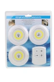 3lü Uzaktan Kumandalı Yapışkanlı Kablosuz Led Spot Lambalar (4401) - 4