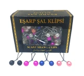 RENKLİ 100 PARÇA  EŞARP BAŞÖRTÜ - ŞAL KLİPSİ (4401) - 1