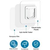 Eşya Sabitleme Askısı 10 Çift Şeffaf Çift Taraflı Yapışkanlı Geçmeli Klips (4401) - 4