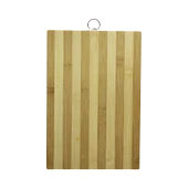 AHŞAP 20X30CM BEYAZ ÇİZGİLİ BAMBU KESİM PANOSU METAL KULPLU (4401) - 1