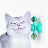 BUFFER® Pet Malzemeleri Vantuzlu Fırıldak Toplu Dönen Şeffaf Depo Tasarım İnteraktif Kedi Oyuncağı - 2