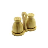 2 PCS - ŞİŞE MODELİ AHŞAP BAMBU TUZLUK - BAHARATLIK TUTACAKLI AHŞAP STAND (4401) - 1