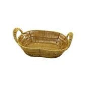 OVAL PLASTİK HASIR EKMEK - ÇOK AMAÇLI SEPET KULPLU - METAL İSKELET TABAN:14X21- AĞIZ:19X27CM D:7.5CM (4401) - 1