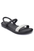 QRAMED Orthopedix Şık Kadın Sandalet  Scuba Kumaş TAŞLI QR25205 - 5
