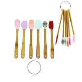 6 PARÇA  MiNİ AHŞAP SAPLI SİLİKON MUTFAK SET (4401) - 1
