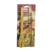 2 PCS AHŞAP BAMBU MAŞA SETİ İNCE IZGARA - KAŞIKLI SERVİS MAŞA (4401) - 1