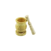 ORTA BOY  LÜX AHŞAP HAVAN SARIMSAK DÖVECEK Ç: 7.3CM--D: 6.5CM--Y: 10.5CM FİLELİ AMBALAJ (4401) - 1