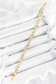 Pirinç Yonca Model Zirkon Taşlı Gold Renk VİP Seri Kadın Bileklik - TJ-BB7201 - 2