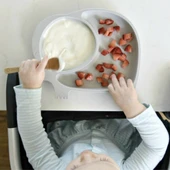 Bebek ve Çocuk için Sevimli Fil Model Desenli Yemek Bebek Mama Kabı Bölmeli Tabak (4401) - 1
