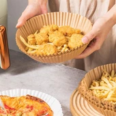 50 Adet Air Fryer Pişirme Kağıdı Tek Kullanımlık Yağ Geçirmez Yuvarlak Tabak Model PVC (4401) - 1