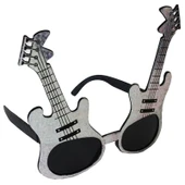 Gümüş Renk Rockn Roll Gitar Şekilli Parti Gözlüğü 15x15 cm - 1