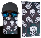 Kahve Yeşil Renk Üzeri Likralı Çoklu Kafatası Baskılı Baf Buff Bandana 25x48 cm - 1