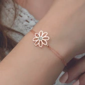 Gümüş Rose Çiçek Bileklik - 2