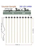 8 Fonksiyonlu Peri Perde Led Uzaktan Kumandalı Günışığı Perde Peri Led (3 mt x 3 mt) - 3