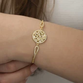 925 Ayar Gümüş Gold Baget Taşlı Bileklik - 3