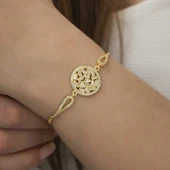 925 Ayar Gümüş Gold Baget Taşlı Bileklik - 2