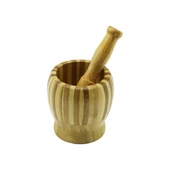 AHŞAP BAMBU - ÇİZGİLİ HAVAN SARIMSAK DÖVECEK Ç: 9.5CM--D: 6.6CM--Y:10.5CM FİLELİ AMBALAJ (4401) - 1