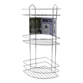 3 KATLI - ÜÇGEN   KROM   METAL  BANYO KÖŞELİK - DUŞKABİN RAF (4401) - 1