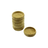 6 ADET - YUVARLAK AHŞAP BAMBU ÇEREZLİK - LOKUMLUK KASE DERİNLİK: 1.7CM  - ÇAP: 8.8CM (4401) - 1