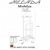 Melada Mobilya Gürgen İkili Dilsiz Uşak Ceviz - 6