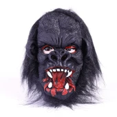 Lateks Goril Maskesi Maymun Maskesi Et Maskesi Orangutan Siyah Saçlı 2 No (4401) - 1