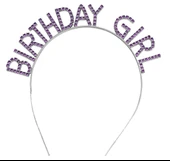 Mor Renk Kristal Taşlı Parlak Birthday Girl Yazılı Taç 16x17 cm (4401) - 1